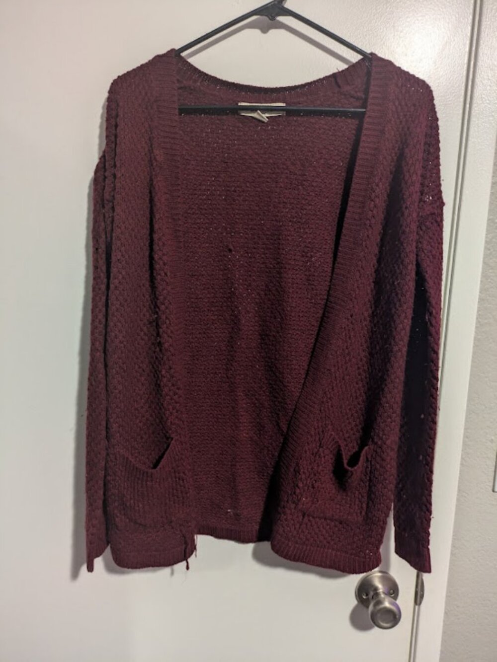 Love Change Burgundy Open-Front Knit Cardigan M